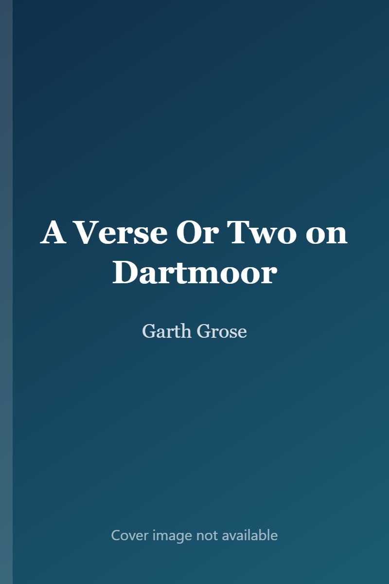 A Verse Or Two on Dartmoor cover