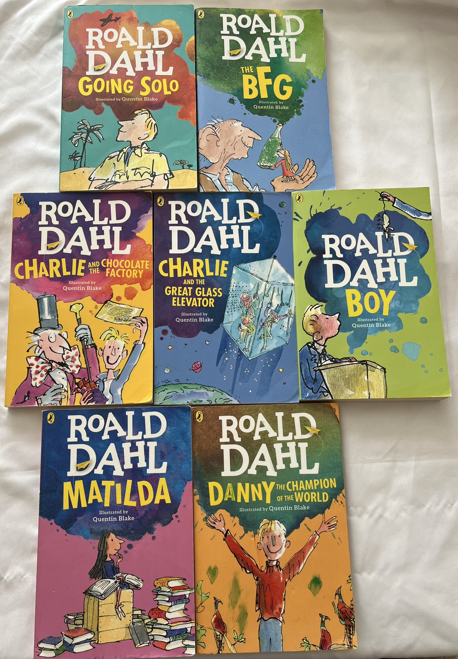 Roald Dahl Books Bundle x8 Puffin, Quentin Blake BFG Matilda Charlie Revolting Rhymes. cover
