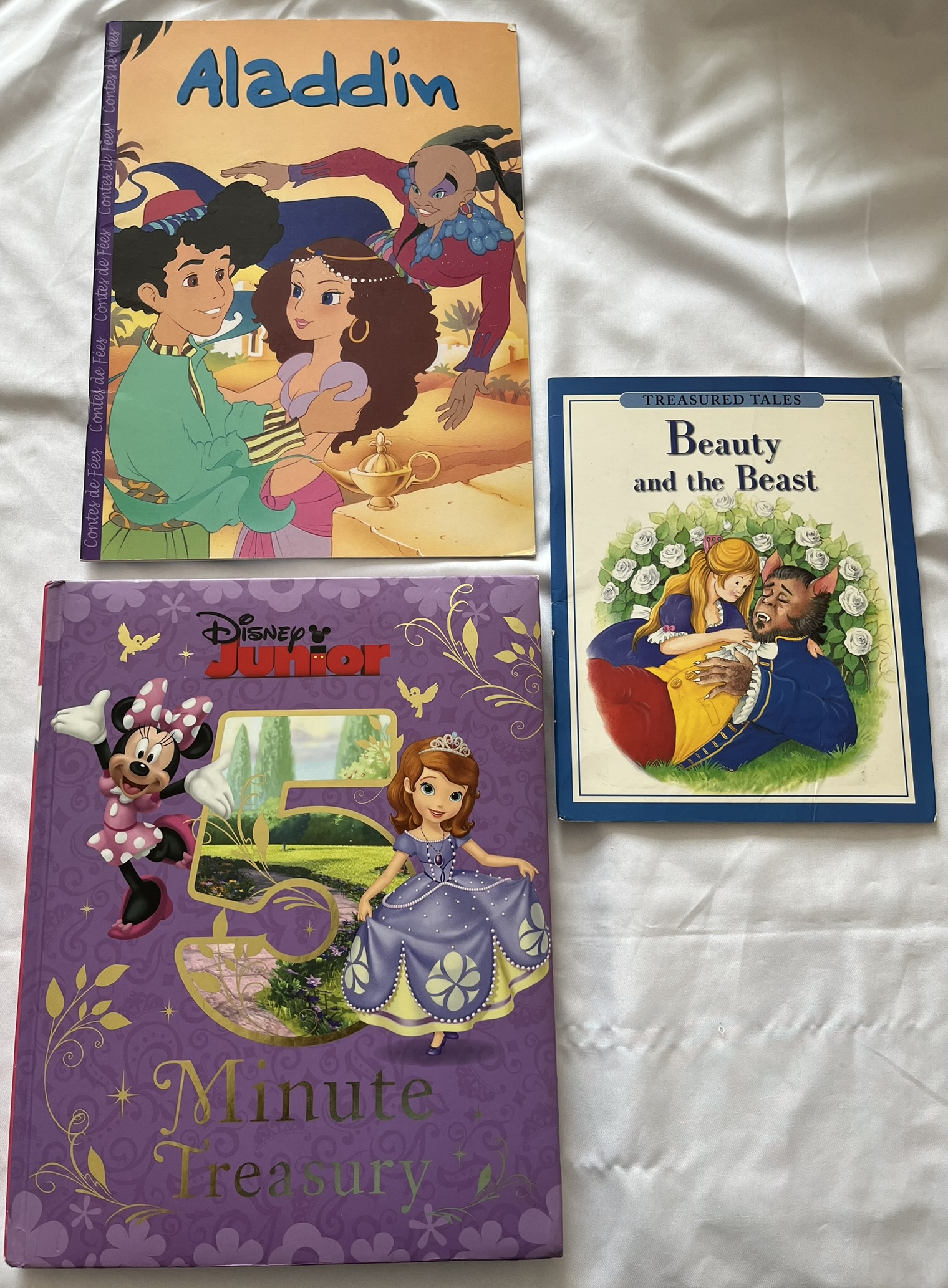 Disney & Fairy Tale Children’s Books x3 Beauty Beast Aladdin 5 Minute Treasury cover